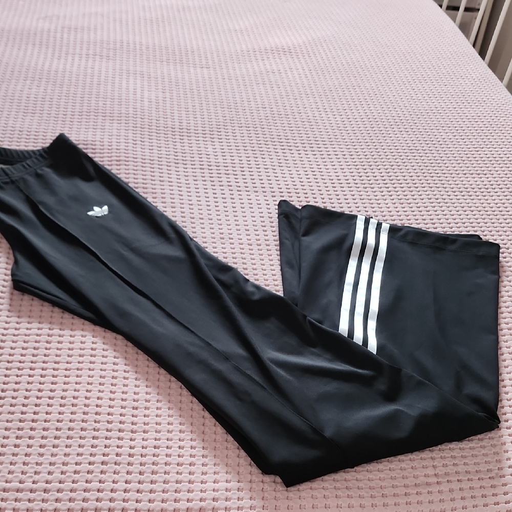 adidas Black Track Pants with White Three-Stripes